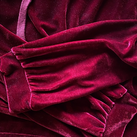 ZARA dark red velour oversized hoodie - Picture 3 of 5